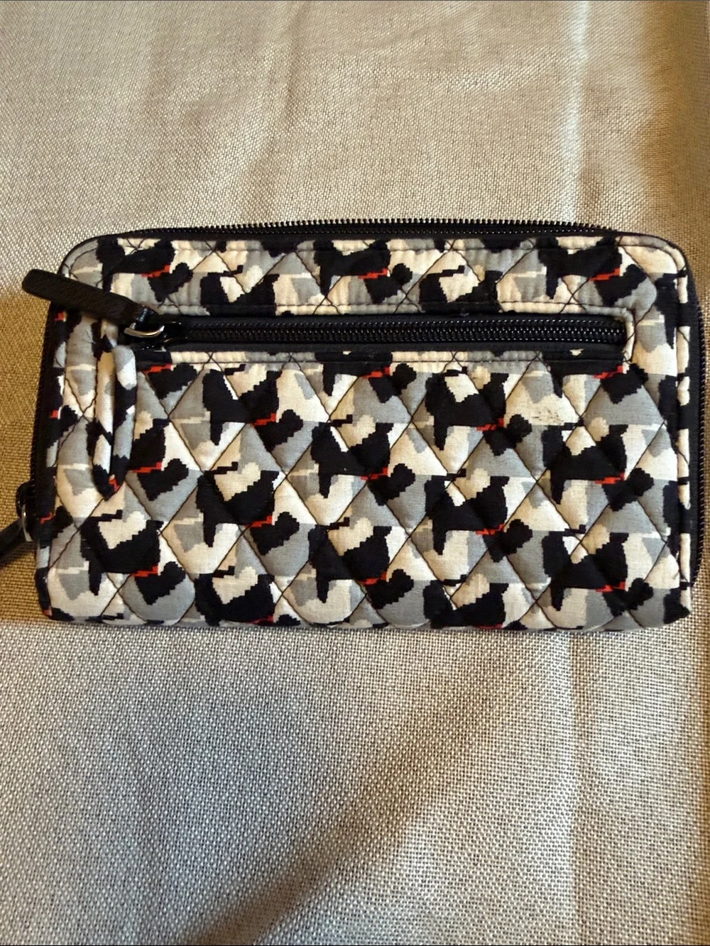 Vera Bradley Quilted Wallet in Black, Gray, White & Red Accents